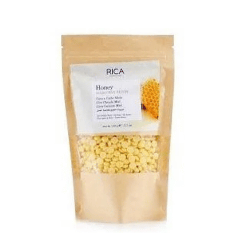 Rica Honey Beads Wax 150g – Hard wax enriched with honey for smooth hair removal, available at Ziofy.pk