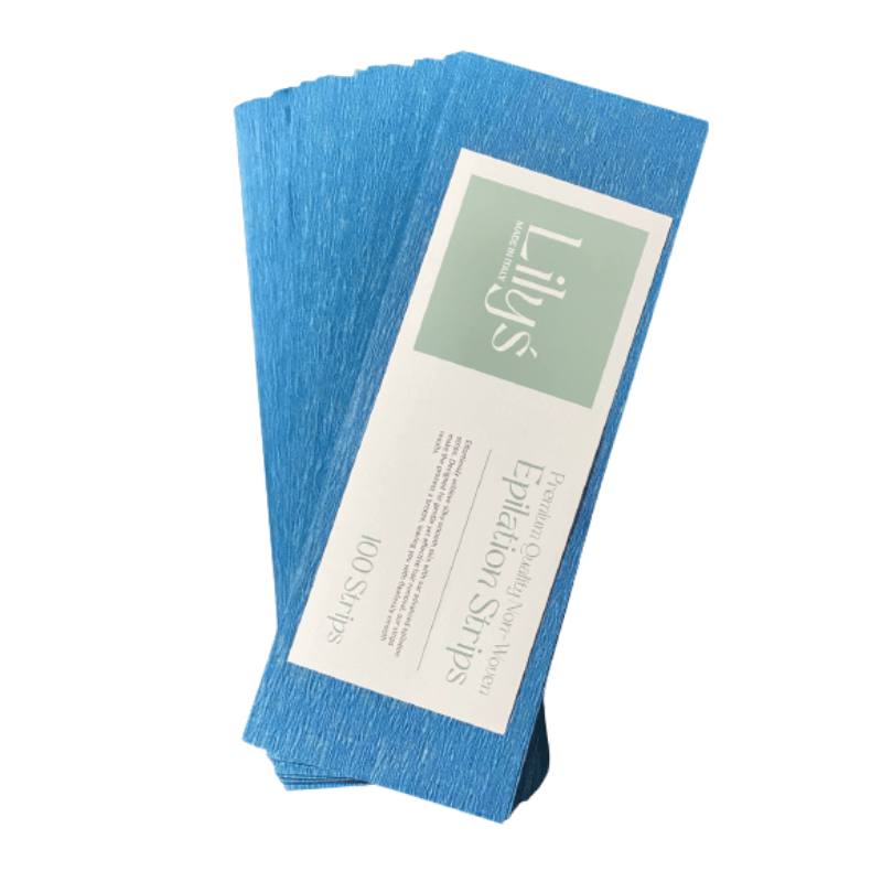 Lily's Blue 100 paper strip pack for waxing – high-quality hair removal strips for body, face, and Brazilian waxing in Pakistan